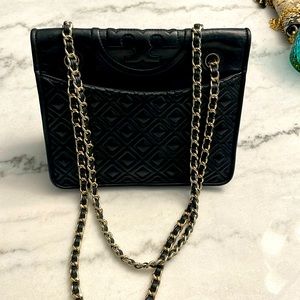 Tory Burch black leather Flemming